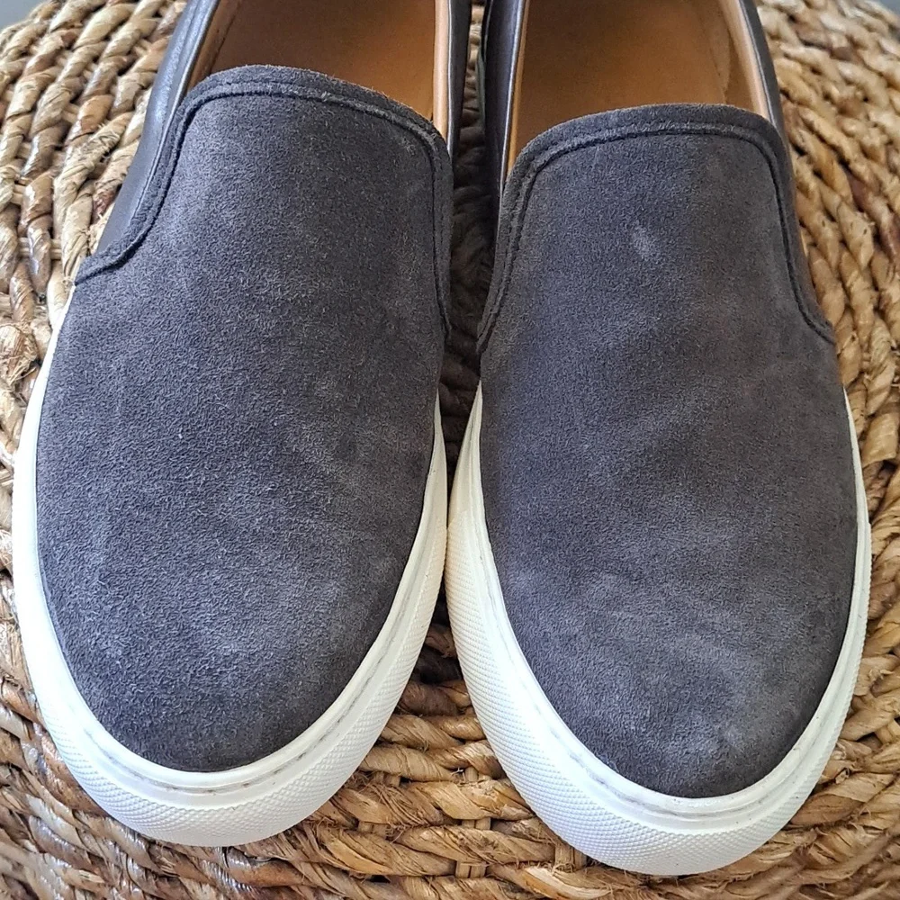 UNTUCKit‎ Mens Brown Suede/Leather Slip-On Loafer Sneakers White Soles S-10.5